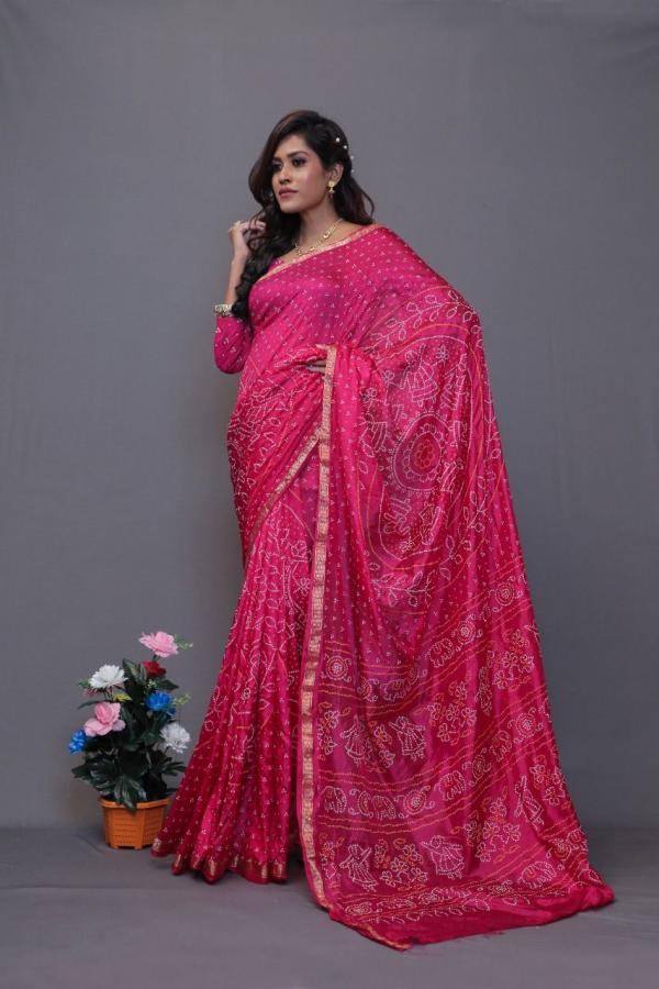 Sudarshan Block Print Bandhej Saree Most Demanded Collection